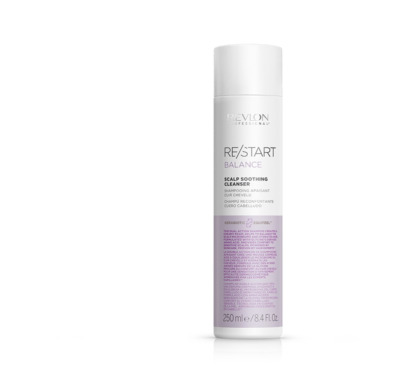 Шампуни для волос:  REVLON Professional -  Мягкий шампунь для чувствительной кожи головы RESTART BALANCE SCALP SOOTHING CLEANSER (250 мл)