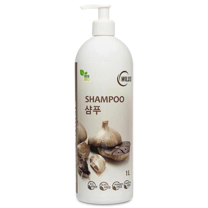 Шампуни для волос:  Натуральный шампунь Wilds Garlic против выпадения волос на основе ферментированного чеснока (1000 мл)
